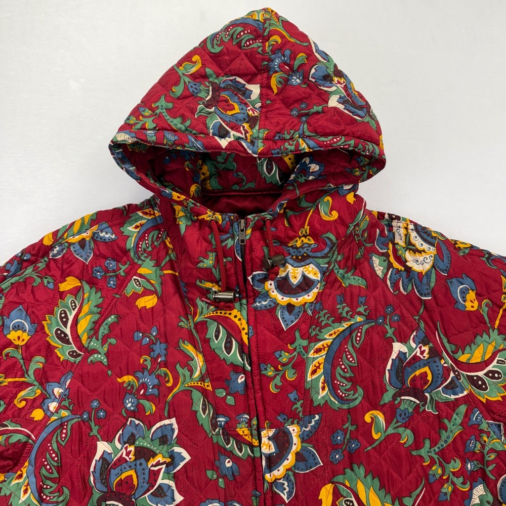 The‎ Limited Quilted Silk Jacket Womens M Red Paisley Art-To-Wear Grandmacore - Picture 5 of 10